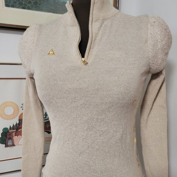 Le Coq Sportif Golf Collection Gold Shimmery Sweater Size Small - Picture 1 of 8